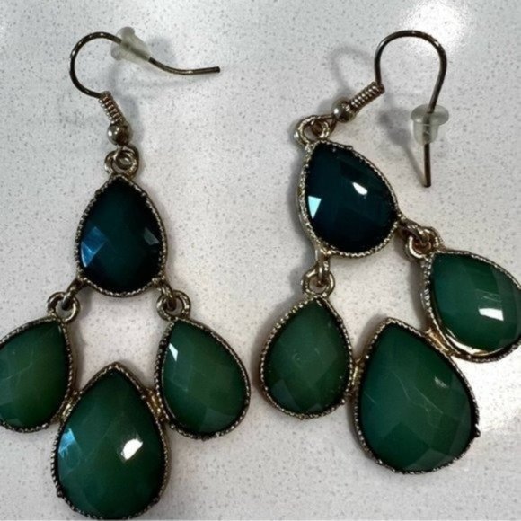 Urban Outfitters Jewelry - Multicolor Green Dangle Earrings - Gold Jewelry for Women - Dangling Earrings